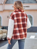 Plaid Dropped Shoulder Teddy Jacket